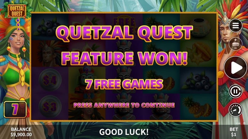 Quetzal Quest slot screen 3