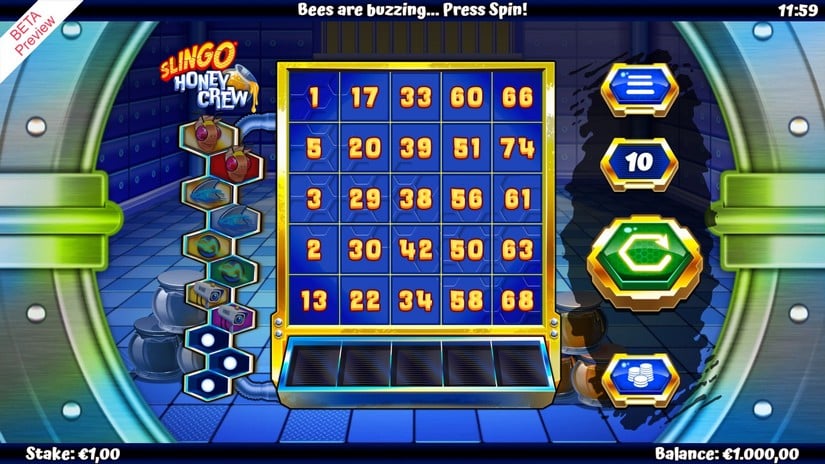 Slingo Honey Crew slot screen 1