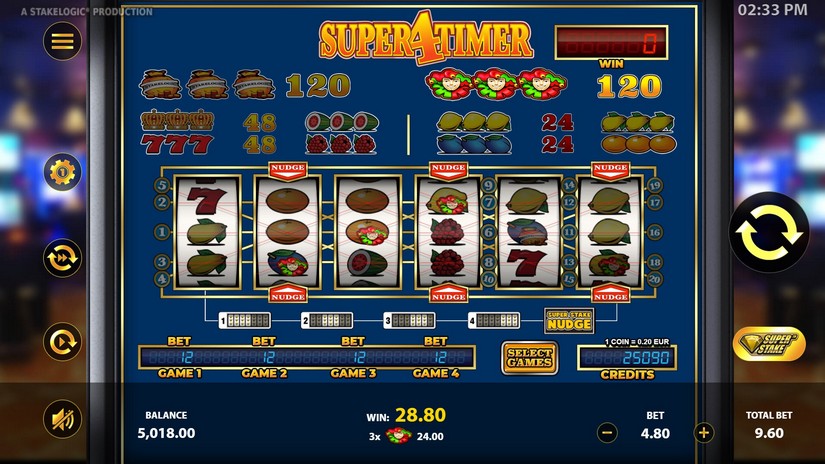 Super4Timer slot screen 3
