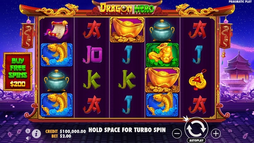 Dragon Hero slot screen 1