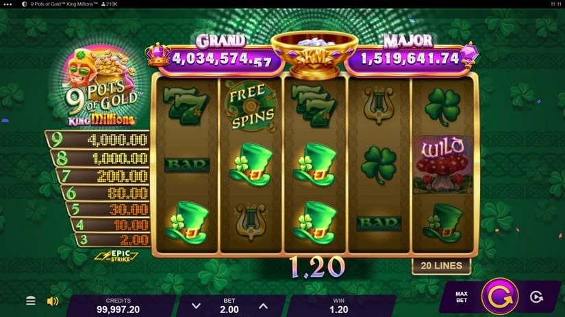 9 Pots of Gold King Millions slot screen 2