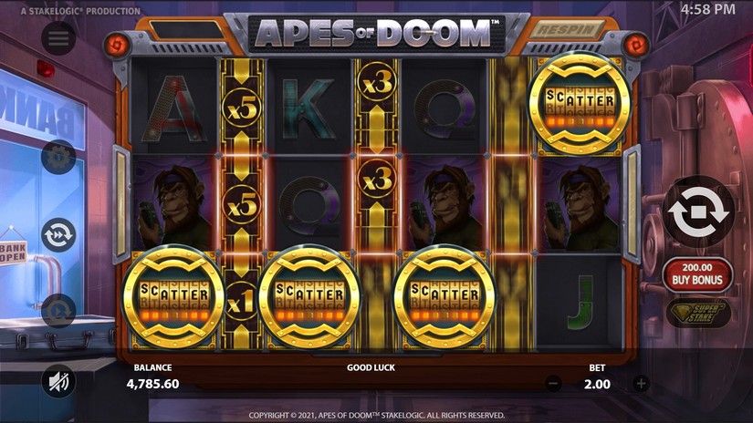 Apes of Doom slot screen 3