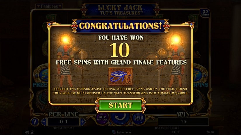 Lucky Jack Tuts Treasures slot screen 5
