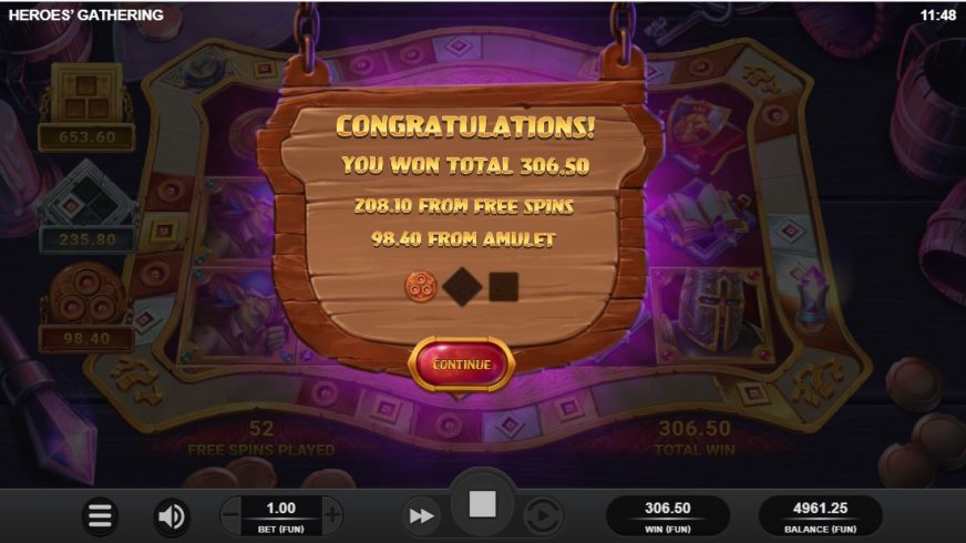 Heroes Gathering slot screen 4