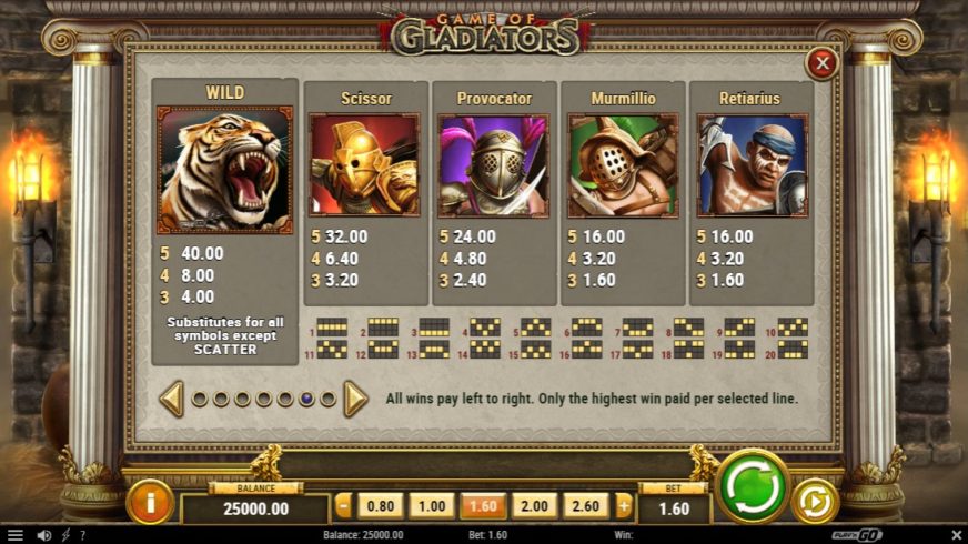 Game of Gladiators slot screen 2