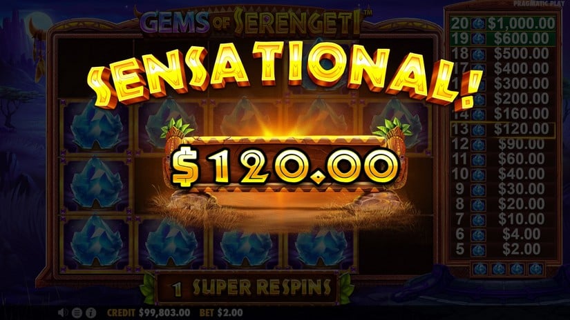 Gems of Serengeti slot screen 8