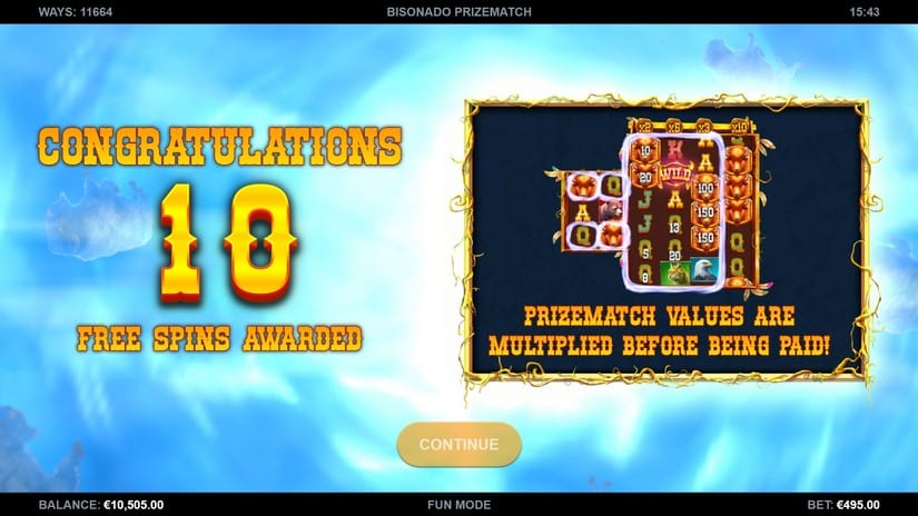 Bisonado PrizeMatch slot screen 2
