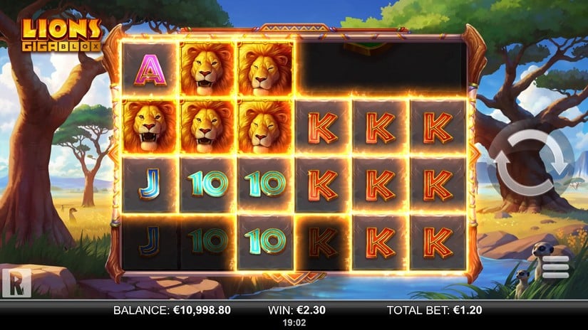 Lions GigaBlox slot screen 2