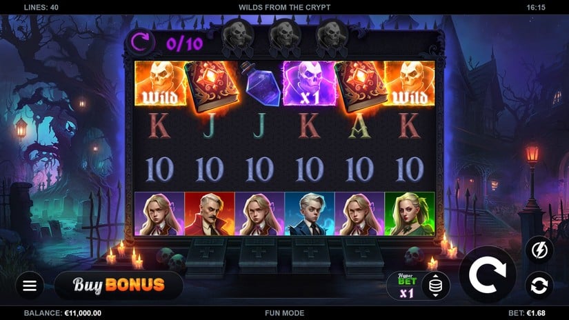 Wilds from the Crypt slot screen 1