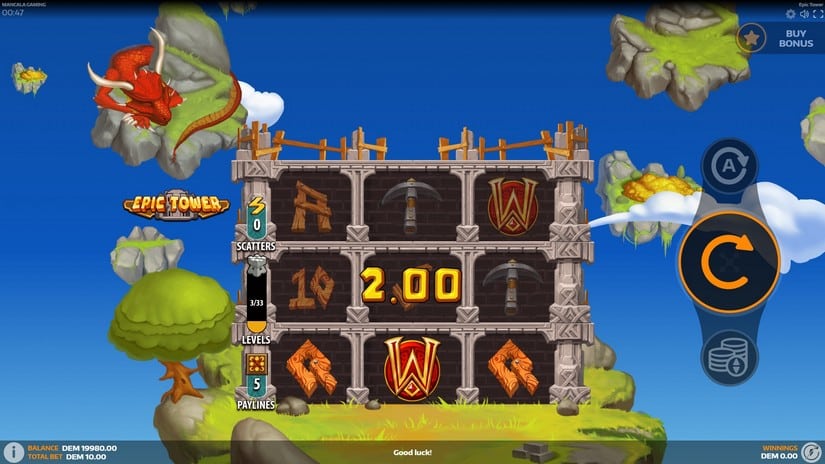 Epic Tower slot screen 2