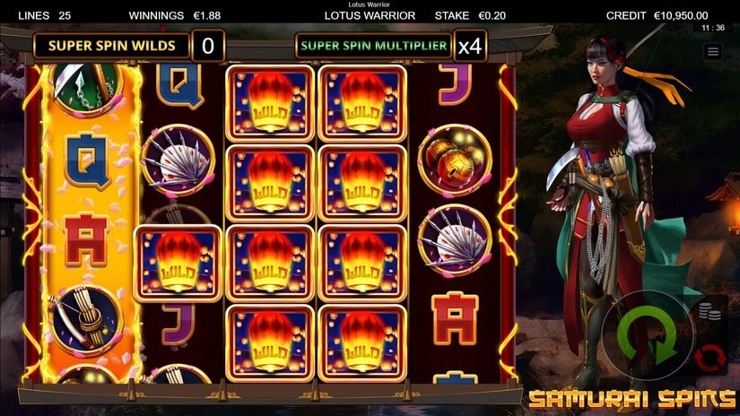 Lotus Warrior slot screen 4