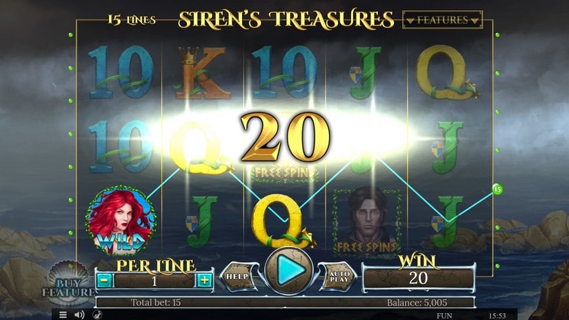 Sirens Treasures 15 Lines Edition slot screen 2