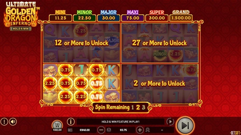 Ultimate Golden Dragon Inferno – Hold & Win slot screen 3