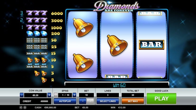 Diamonds are Forever 3 Lines slot screen 3