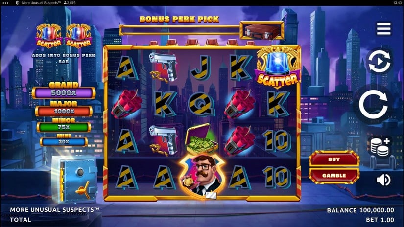 More Unusual Suspects slot screen 1