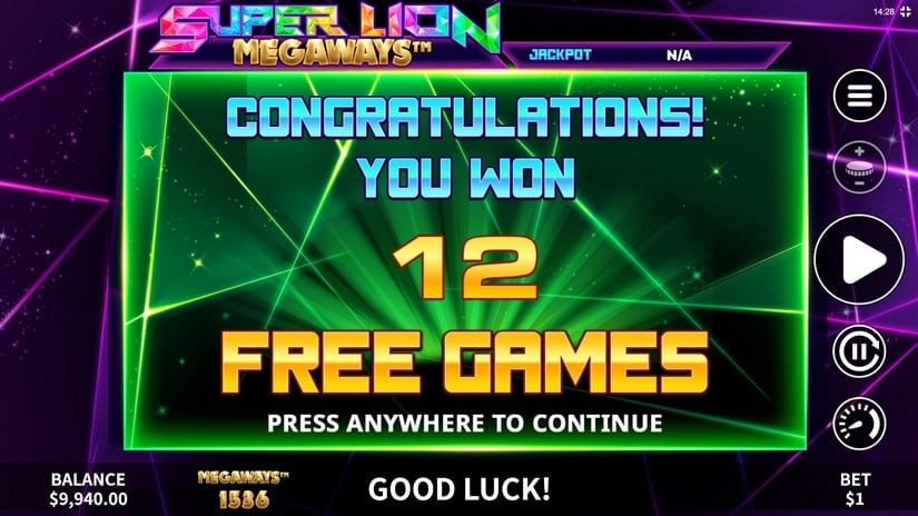 Super Lion Megaways slot screen 3