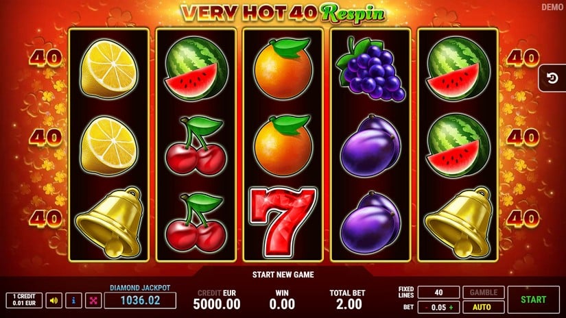 Very Hot 40 Respin slot screen 1