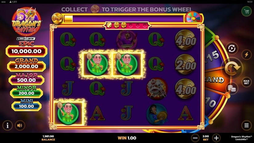Dragon’s Rhythm Link&Win slot screen 3