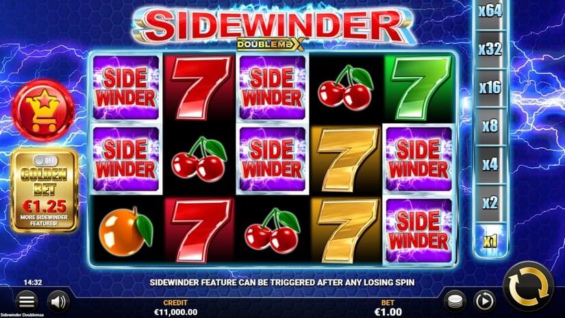 Sidewinder DoubleMax slot screen 1