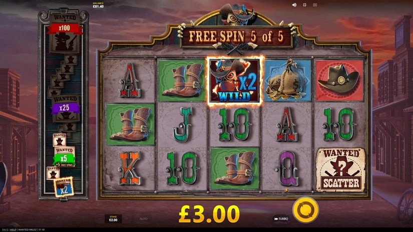 Wanted Wildz slot screen 6