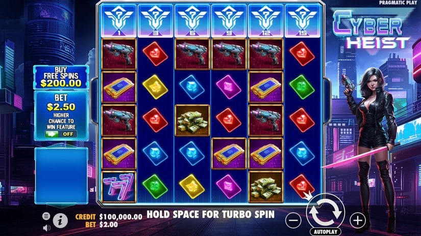 Cyber Heist slot screen 1