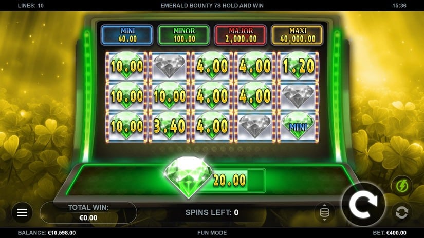 Emerald Bounty 7s Hold and Win slot screen 4
