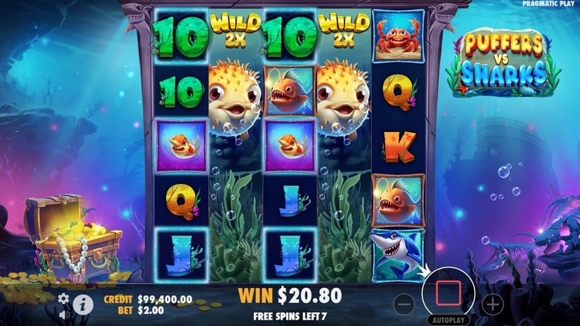 Puffers Vs Sharks slot screen 6