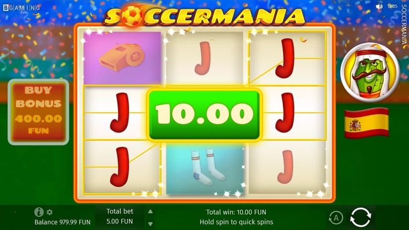 Soccermania slot screen 3