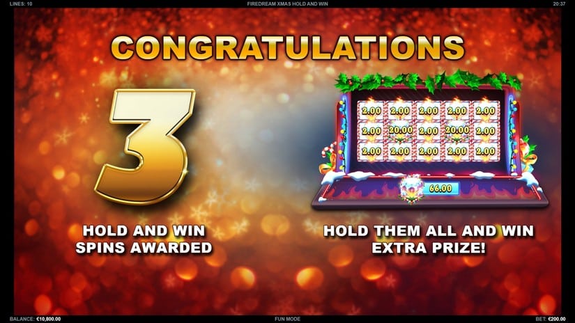 Firedream Xmas Hold and Win slot screen 2