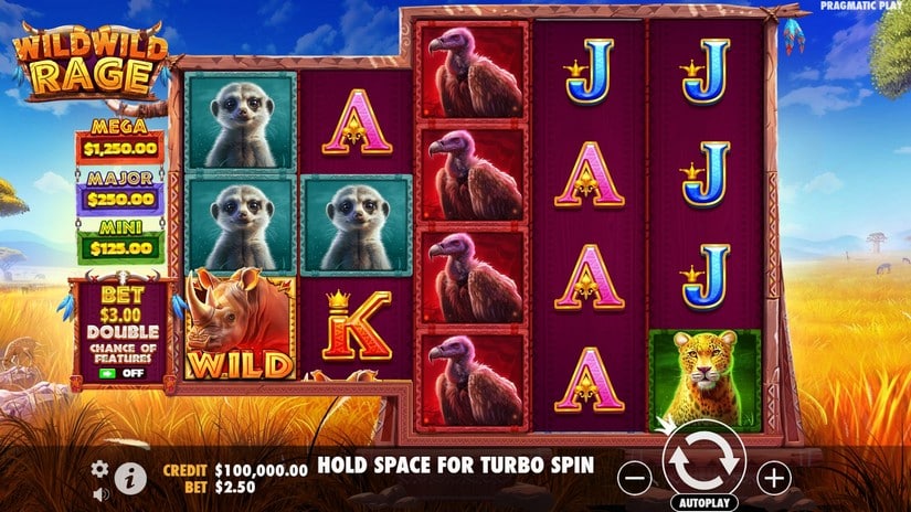 Wild Wild Rage slot screen 1