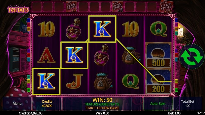 Toutatis slot screen 3