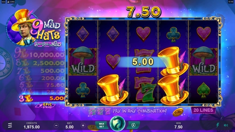 9 Mad Hats slot screen 3