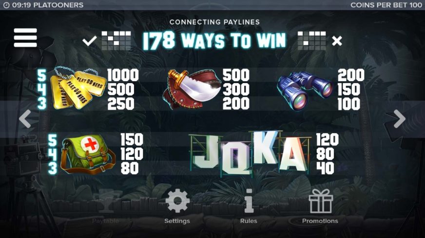 Platooners slot screen 2