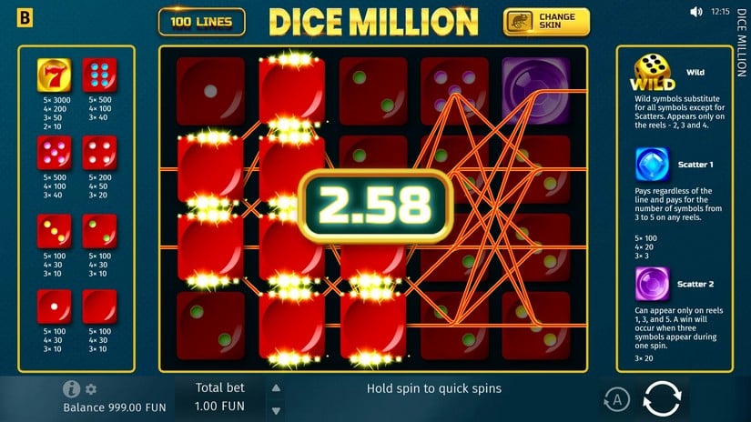 Dice Million slot screen 2