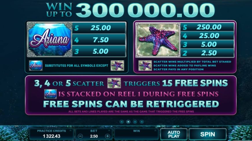 Ariana slot screen 1