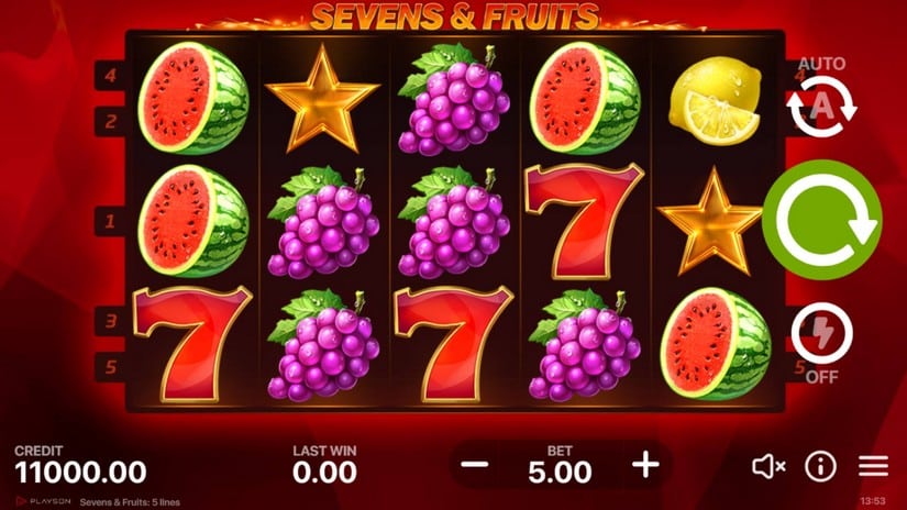 Sevens & Fruits slot screen 1