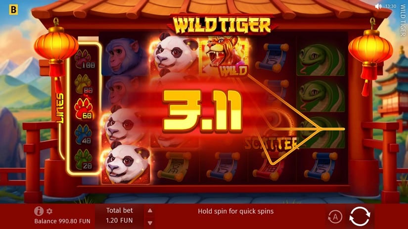 Wild Tiger slot screen 2