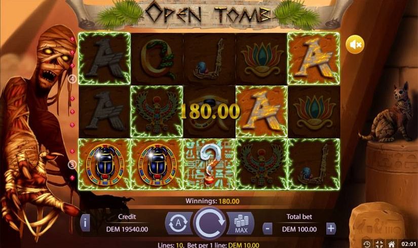 Open Tomb slot screen 3