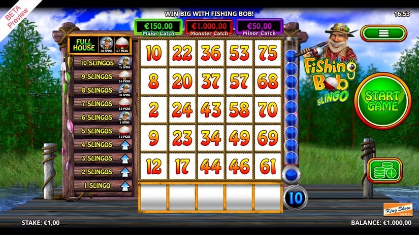 Slingo Fishing Bob slot screen 1