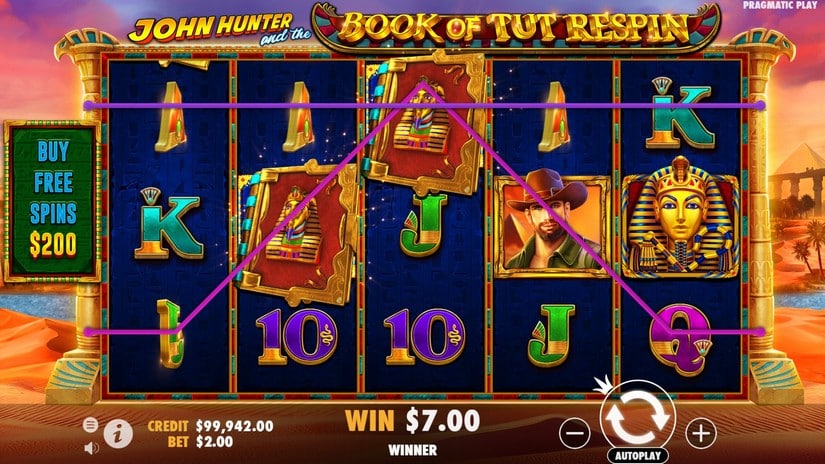John Hunter and the Book of Tut Respin slot screen 3