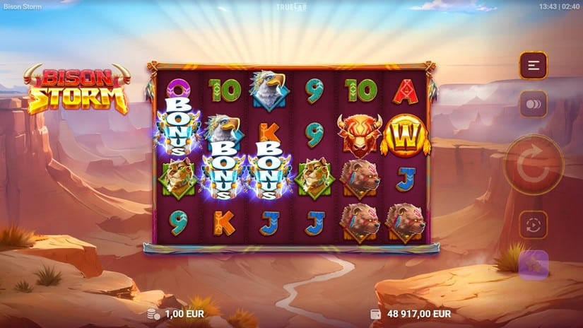 Bison Storm slot screen 2