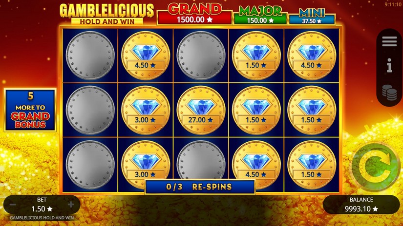 Gamblelicious Hold and Win slot screen 4