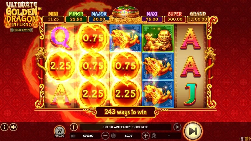 Ultimate Golden Dragon Inferno – Hold & Win slot screen 2
