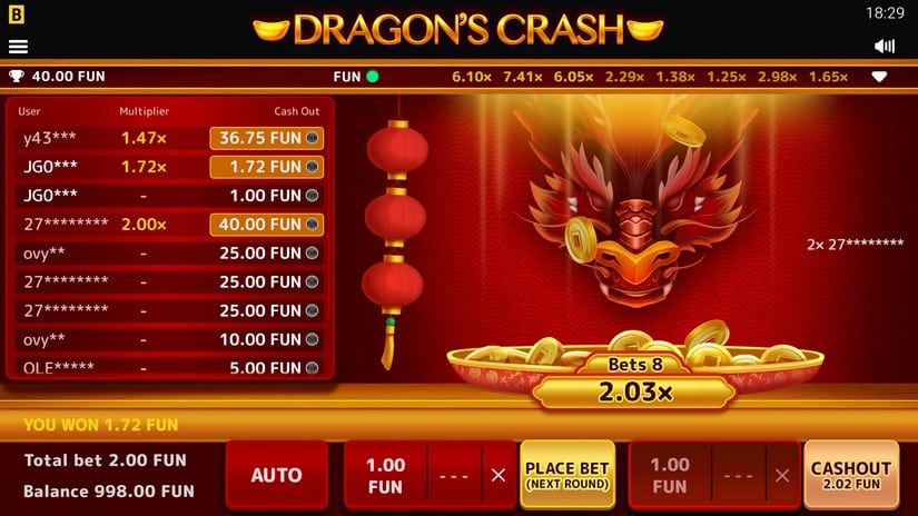 Dragons Crash slot screen 1