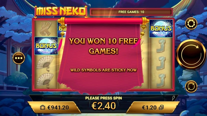 Miss Neko slot screen 3