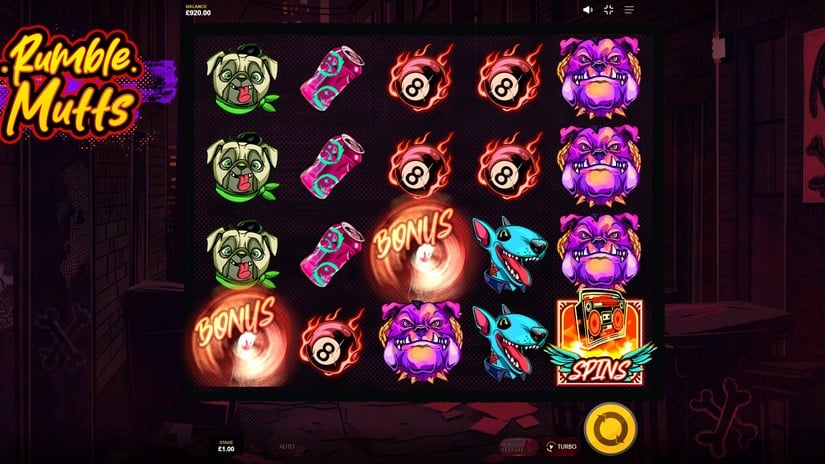 Rumble Mutts slot screen 2