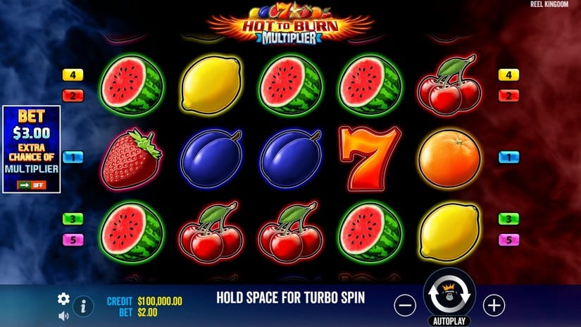 Hot to Burn Multiplier slot screen 1