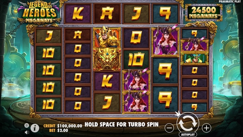 Legend of Heroes Megaways slot screen 1