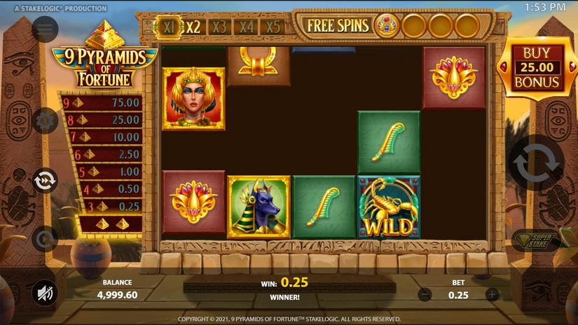9 Pyramids of Fortune slot screen 2