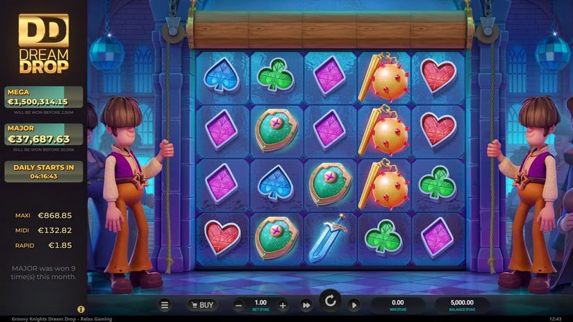Groovy Knights Dream Drop slot screen 1